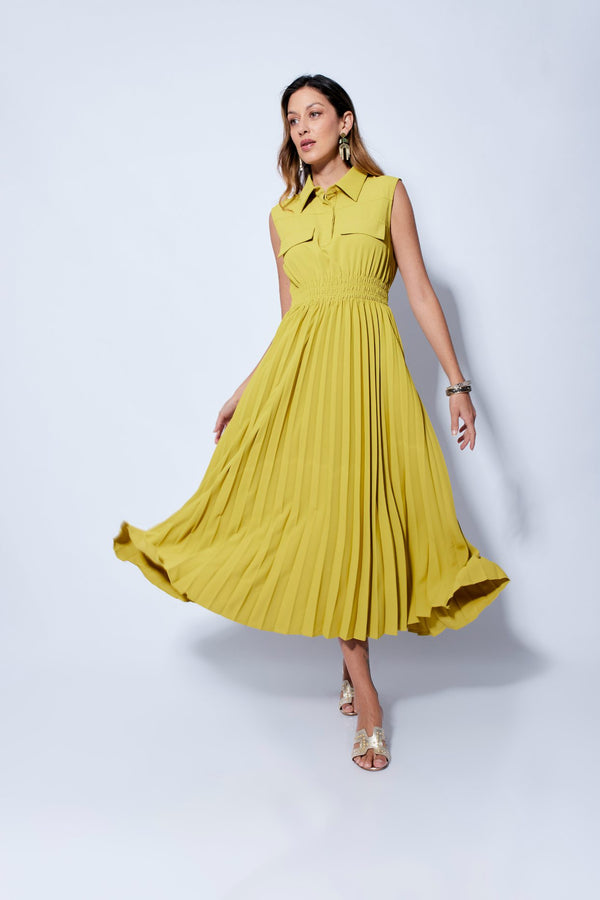 Gracia Folds Mustard Dress