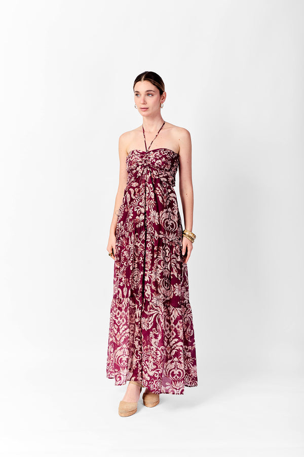 Vicolo Wine Halter Dress